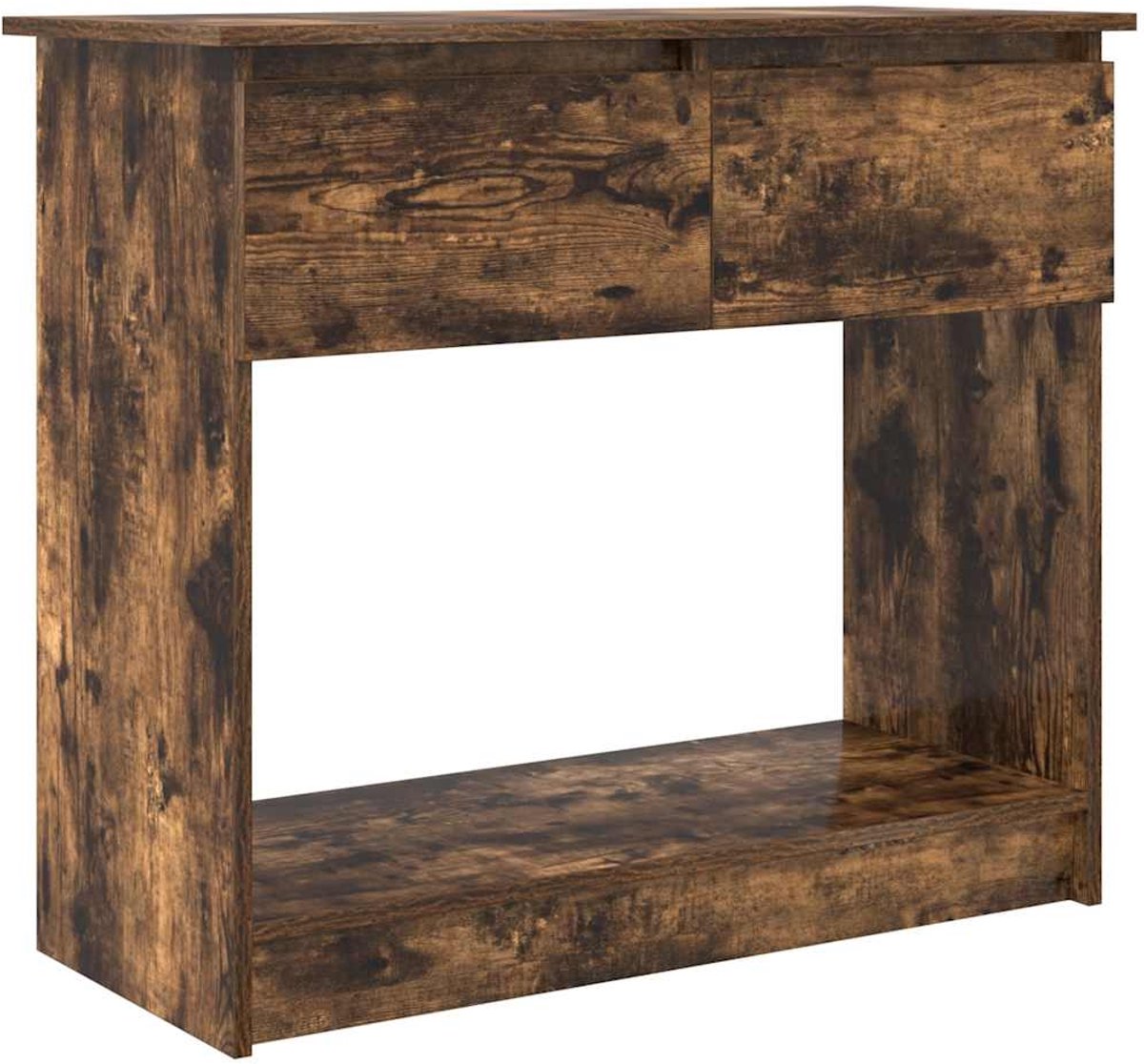 vidaXL Wandtafel - met - lades - gerookt - eikenkleurig - 85,5x38,5x74,5 - cm gerookt eiken