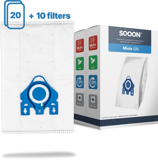 SQOON® Kwaliteit stofzuigerzakken geschikt voor Miele HyClean G/N - Miele 9917730 - o.a. Miele Complete C2, Complete C3, Classic C1, S8, S5, S2 Series