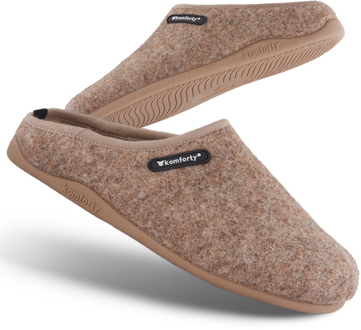 Komforty Pantoffels | Bruin | Maat 39 | Duurzaam | Antislip | Unisex | Topkwaliteit Sloffen van Italiaans wol | Uitneembare traag schuim zool