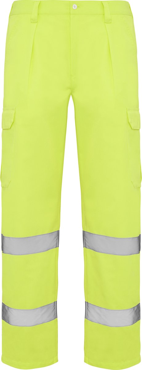 High Visibility Broek Fluor Geel / met reflecterende band size 42