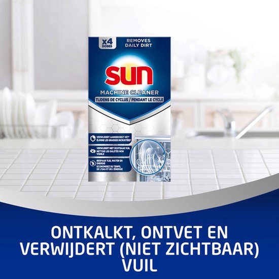 Sun - Cleaner pour machine - In-Wash - Nettoyant pour lave-vaisselle - 4 lavages - Pack économique - 6 pièces