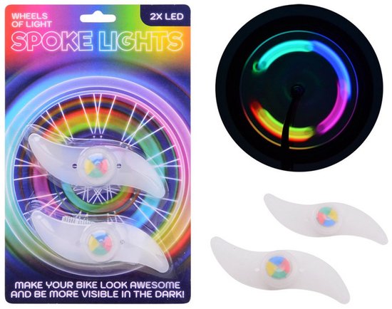 Spaakverlichting - 2x stuks - fiets wieldecoratie - 12 cm - multicolor - fietsverlichting van Merkloos — afbeelding 2