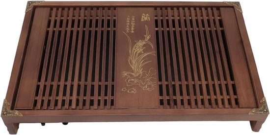 Stockage de l'eau à Thee chinois Gongfu avec drain, Groot format 28 x 43 cm, décoration d'intérieur, Set à thé en bois pour la maison et le bureau (orchidée noire claire)