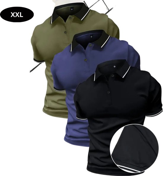 Foto: Bovista golf shirt heren t shirt golfkleding golfen golf accessoires polo shirt zwart blauw groen maat xxl