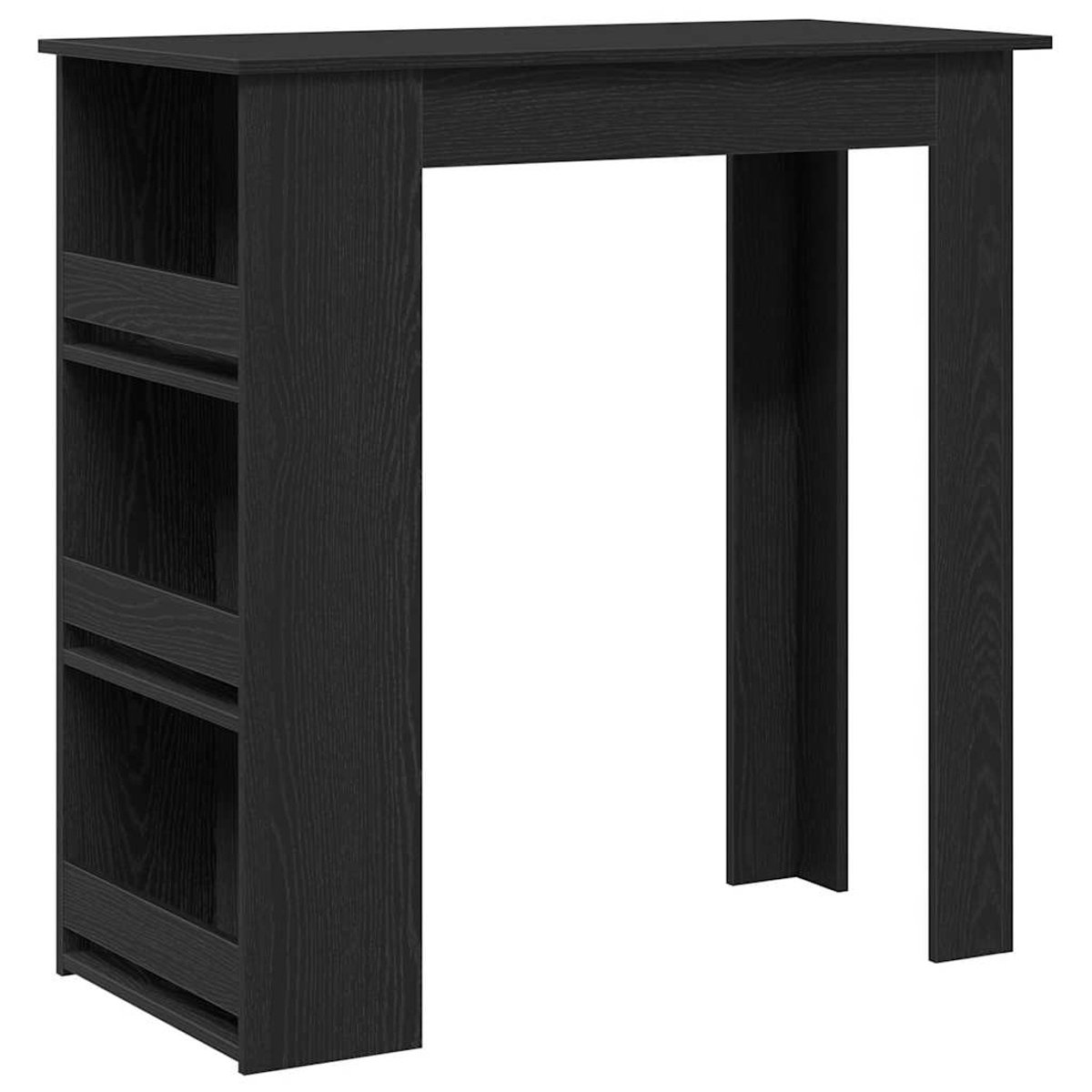 vidaXL Bartafel - met - opbergrek - 102x50x103,5 - cm - zwart - eikenkleurig Zwart eiken