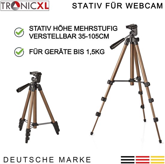 Treppiede Per Webcam Regolabile - Supporto Per Logitech Brio, C920, C922, Altezza 103cm Con Borsa - Foto 6