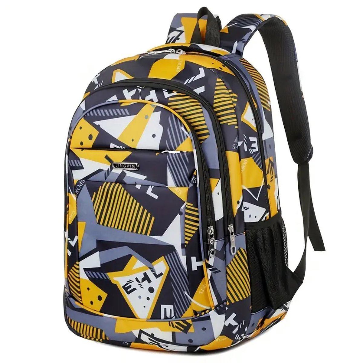 Stevige rugzak | geel | 25 liter | meisjes jongens rugzak | schooltas - studentenrugzak | geblokt vakjes patroon | geschikt voor laptop voor jongens en meisjes of heren en dames