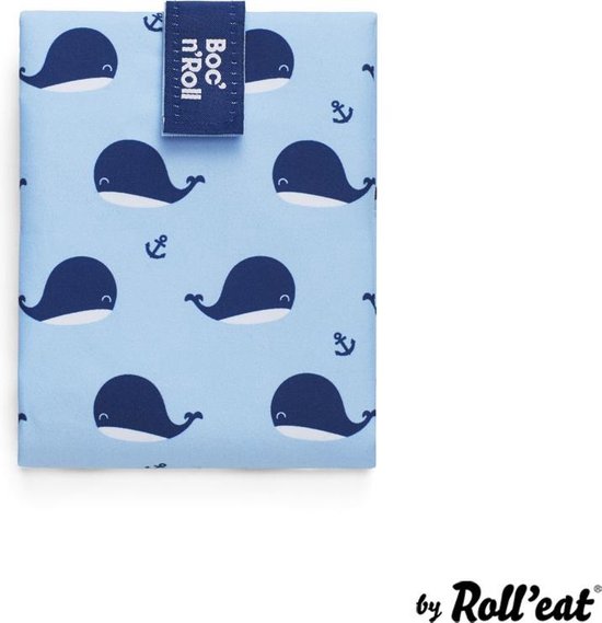 Roll'Eat Boc'n'Roll Foodwrap  herbruikbaar Boterhamzakje - KIDS Whales