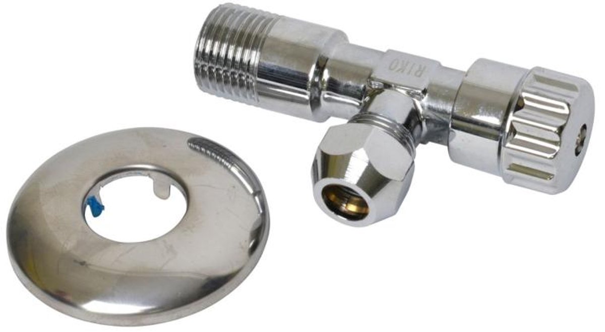Sanivesk hoekstopkraan met rozet metaal 1/2"x10mm