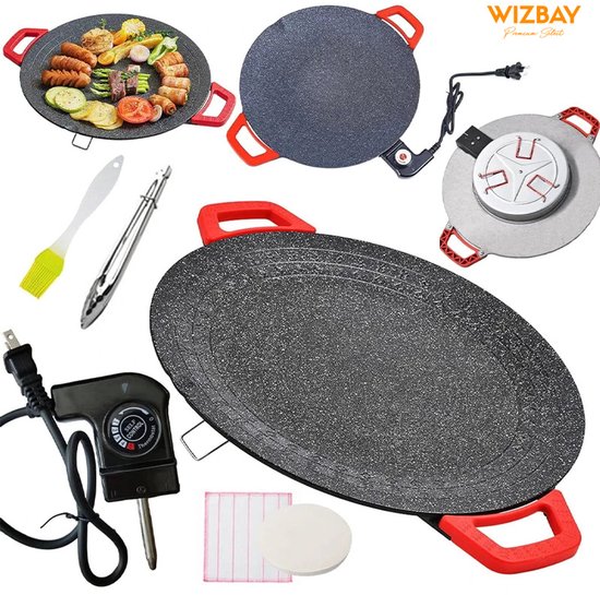WizBay Premium Select® Bak Grillplaat Anti Baklaag - Elektrisch - Aluminium - 4 tot 6 Personen - Binnen Buiten - Funcooking - 36x36x10cm — afbeelding 2