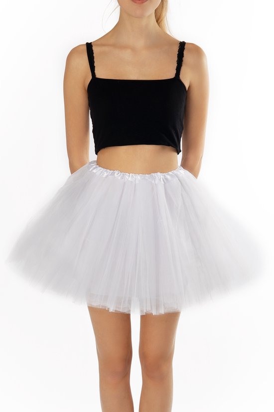 KIMU® Tutu Wit Tule Rokje - Maat 68 74 80 86 92 98 - Witte Petticoat Rok Baby Peuter Meisje - Balletpakje Kinderen Babypakje Koningsdag