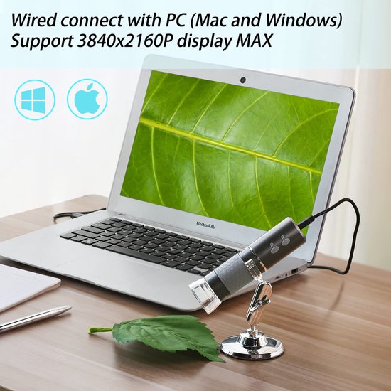 Cainda 4K 3840x2160p WiFi Digital Microscope Camera with Adjustable Metal Stand, Wireless Portable Microscope for Smart Phones and Windows Mac PC