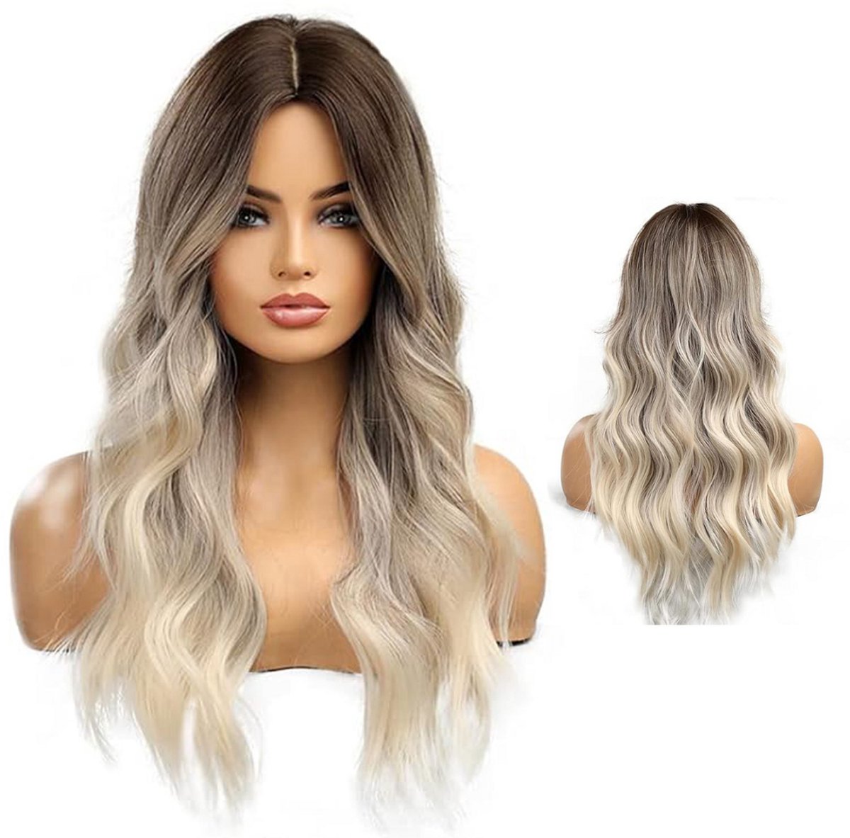 VELTRR® Top Kwaliteit Damespruik – Pruiken Dames - Hair Wig – Lang - Ombre Bruin