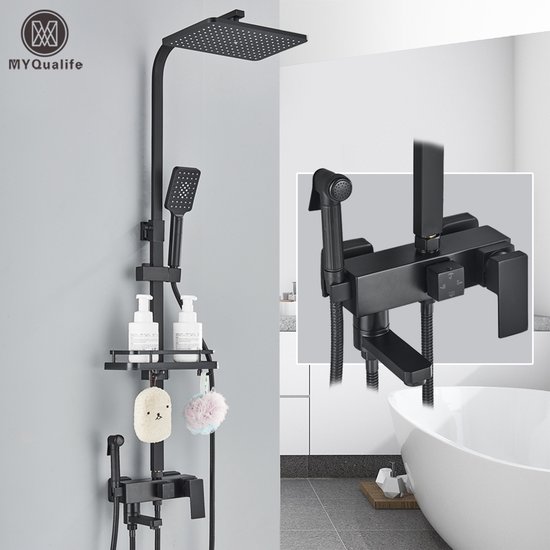 Cecipa Max Zwart Thermostatische Douchezuil Ronde Doucheset Met Mengkraan Douchesysteem In Hoogte Verstelbaar Eu Model Cecipa Max Zwart Thermostatische Douchezuil Ronde Doucheset Met Mengkraan Douchesysteem In Hoogte Verstelbaar Eu Model