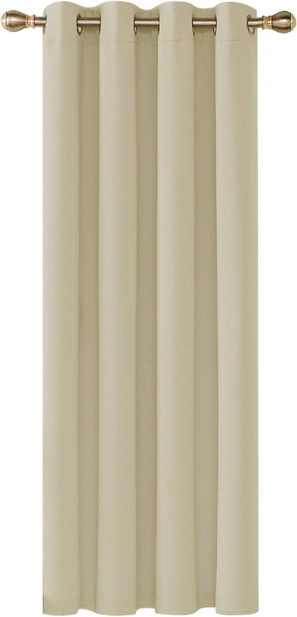 Azalia Verduisteringsgordijnen met Oogjes, 140x260 cm (B x H), Beige, 1 stuk, Lichtdichte Gordijnen voor de Woonkamer, Keuken, Kant en Klaar