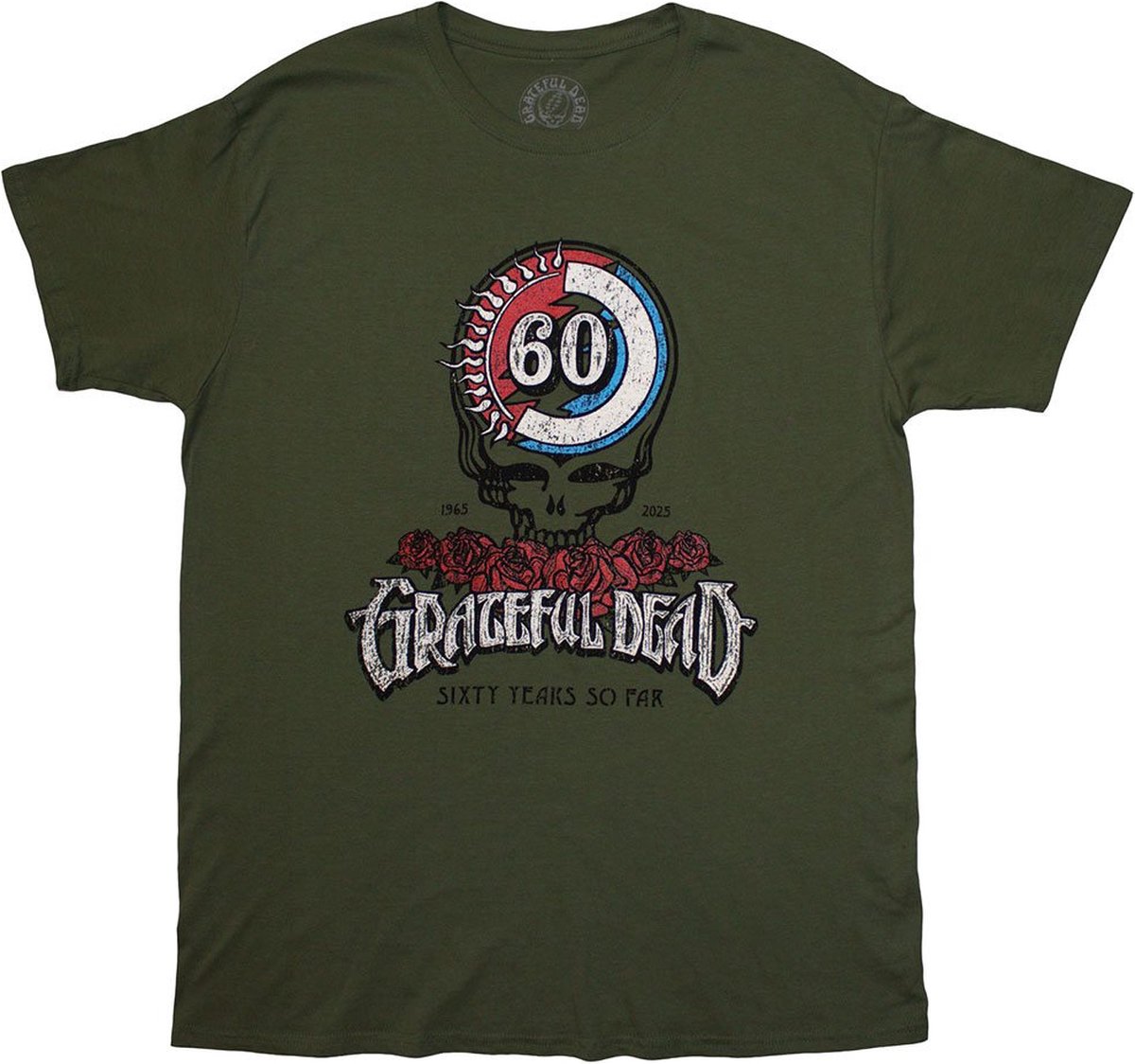 Grateful Dead - 60th Roses Heren Tshirt - XL - Groen