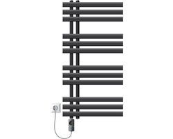 LuxeBath elektrische badkamer radiator Ijzer EN 500x1000 mm antraciet + verwarmingselement 300W thermostaat digitaal display handdoekradiator elektrische handdoekwarmer paneelradiator design radiator