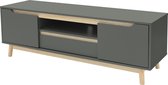 Buffet TV avec 4 compartiments 140x40 cm en vert en MDF & pin Meuble TV ML- Design