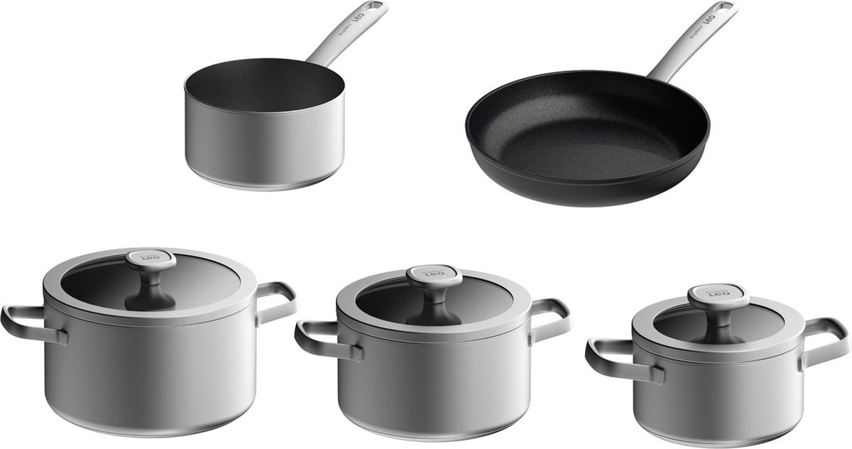 BergHOFF Leo Pannenset Graphite 5 delig - gerecycled RVS