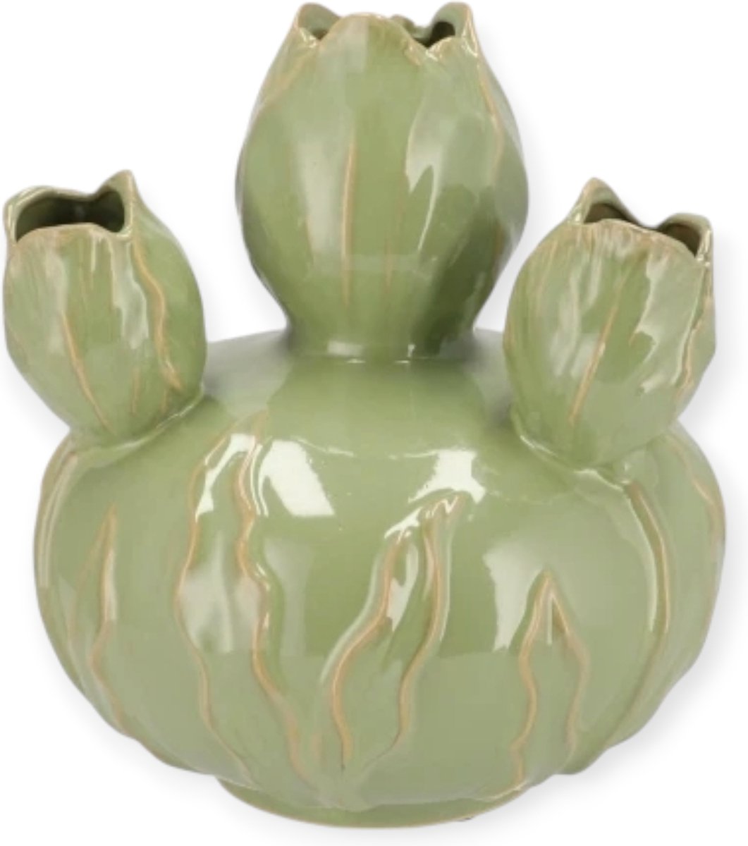 Daan Kromhout - Vaas - Bloemenvaas - Tulp - Bowl - Pistache - 22x24cm - Keramiek