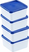 Westmark 4 voedselbewaar-/vriescontainers, inclusief deksels, vulvolume: elk 0,5 l, stapelbaar, kunststof, trio, kleur: transparant/blauw, 25142270