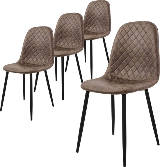 2 Chaises Cuisine Simili Cuir Noir - Chaises Salle à Manger Industrielle - Bureau, Café, Salon