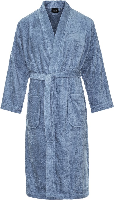 Kimono badstof katoen – lang model – badjas dames – badjas heren – 100% badstof katoen - Oekotex100 - sauna – denim blauw - S/M