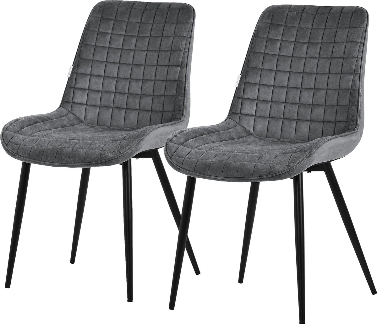 ml-design eetkamerstoelen set van 2 antraciet fluwelen zitting met zwarte metalen poten keukenstoelen met rugleuning woonkamerstoelen gestoffeerde stoelen voor eetkamer keuken kantoor fauteuils