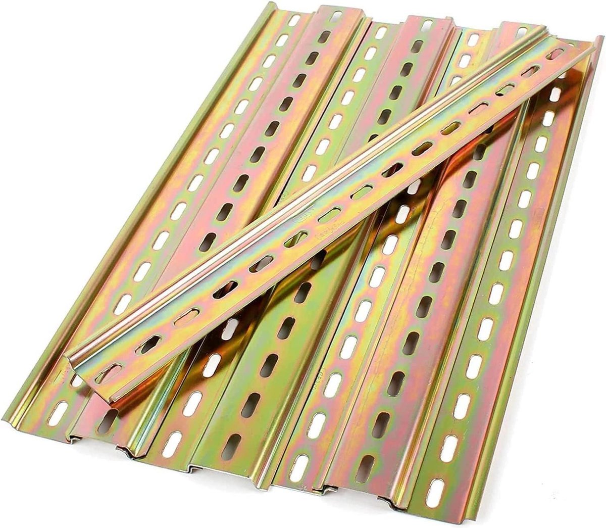 8 Pieces Coloured Steel Electric Circuit Breaker Metal DIN Rail - 300mm Long 35mm Wide .