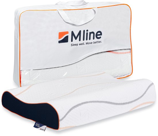 M line Wave Pillow – ergonomisch hoofdkussen – neksteun met golfvorm – optimale uitlijning – voor rug- en zijslapers – 10 cm hoog