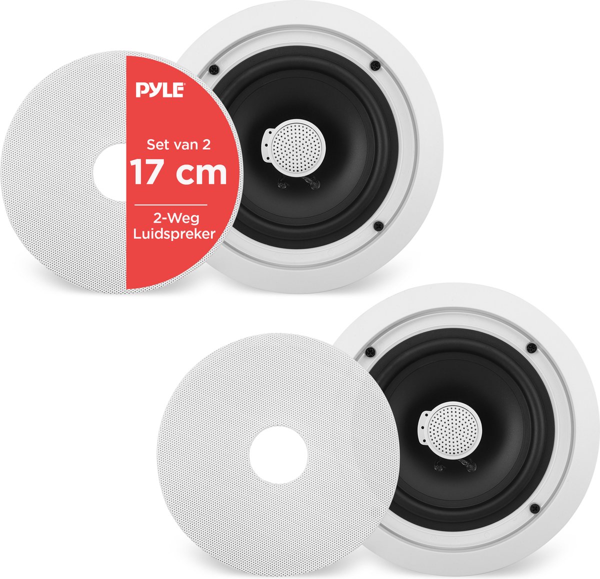 Pyle Luidsprekers, Plafondluidsprekers, Set van 2 Plafondspeakers 250 Watt, 2-Weg Woofersysteem Speakers