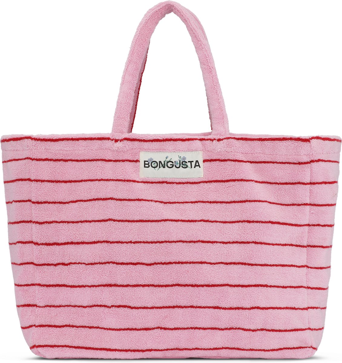 Bongusta Naram Weekendbag Baby pink & Ski Patrol (roze & rood) strandtas