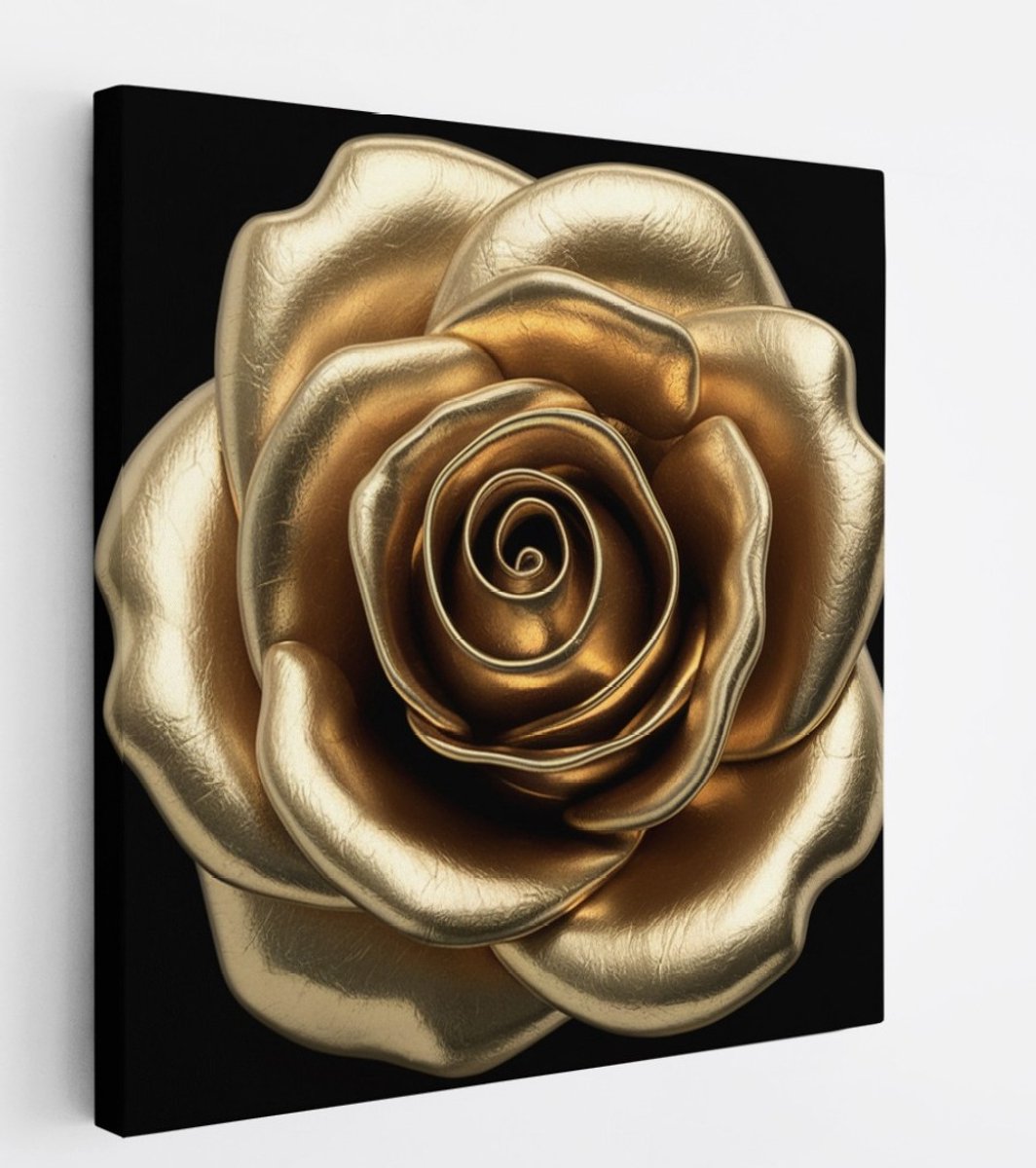 Saammp Canvas Schilderij - Goude Roos - bloemen - Natuur - Abstract - 20x20 - Foto op canvas - Wanddecoratie - Muurdecoratie Woonkamer - Kantoor Decoratie Multicolor