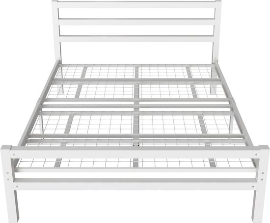 Cadre de lit en métal robuste AirSleeperz Burhara - Couleur blanc - Dimensions 140x200 cm - Pour 2 personnes - Capacité de charge 600 kg