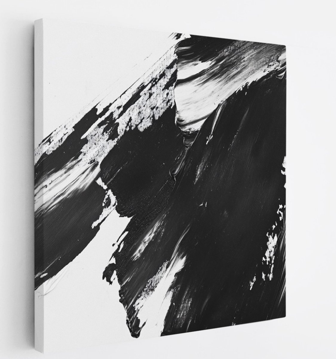 Saammp Canvas Schilderij - Zwart Wit Vegen - Abstract - 30x30 - Foto op canvas - Wanddecoratie - Muurdecoratie Woonkamer - Slaapkamer decoratie - Canvas Print Multicolor