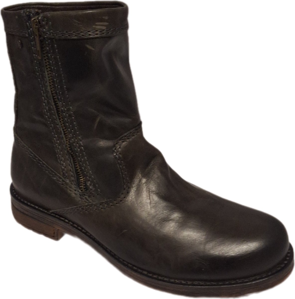 Base London -MEN BOOTS-WAXY BLACK- LEDER- ZIPPER