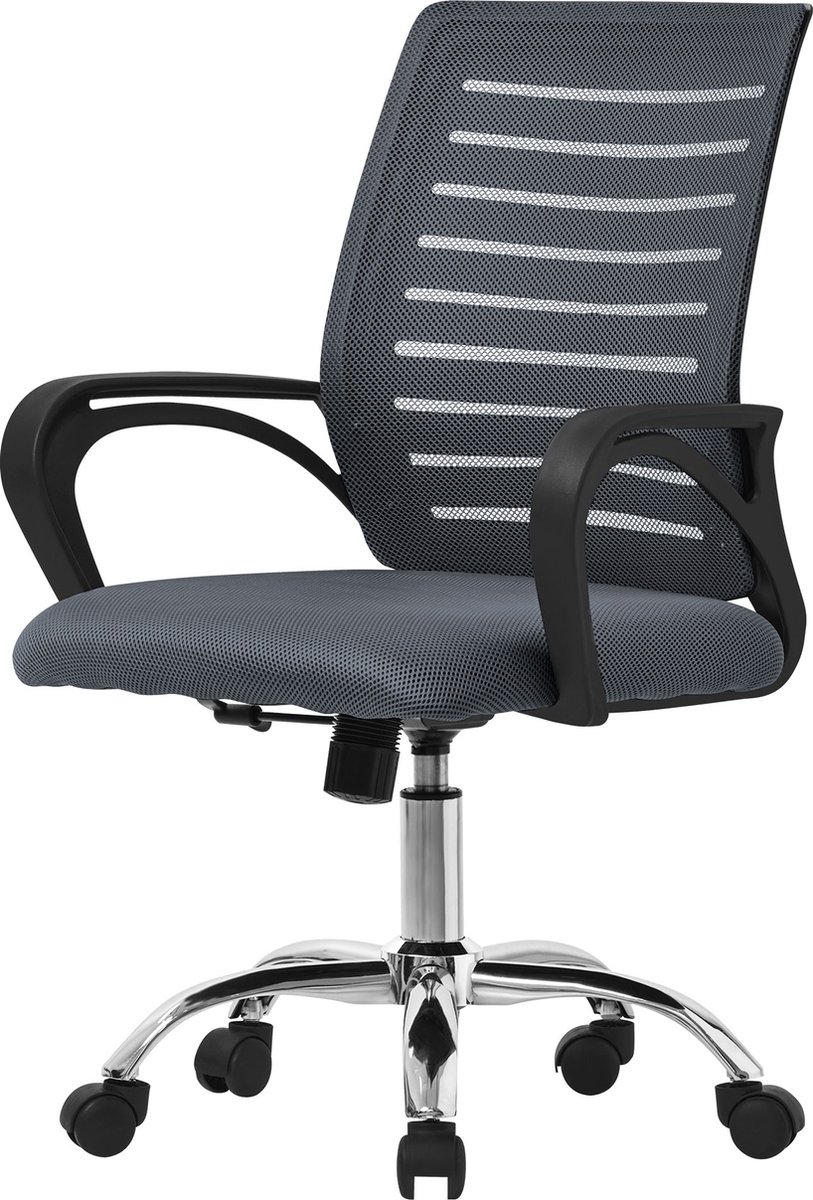 Ergonomische bureaustoel met armleuningen Mesh stof grijs met wielen ML design