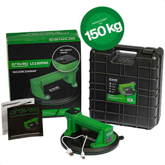 De Provaq LC150PRO vacuümzuignap met digitale display, inclusief koffer en toebehoren.