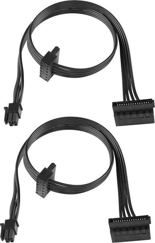 Cáp nguồn 6Pin nhỏ ra 2 Sata 15Pin dài 45cm dây đen loại tốt