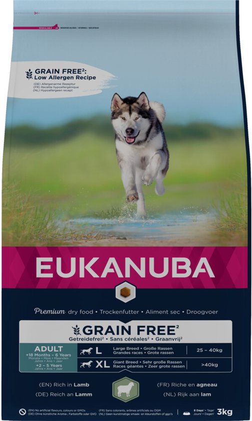 Eukanuba Adult Graanvrij Hondenvoer Lam 3 kg