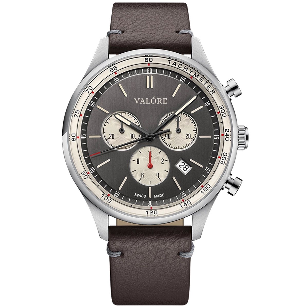 Valóre wearables - Lusso - marrone - bruine herenhorloge - Swiss Made - K1 gehard mineraalglas met saffiercoating - 42mm