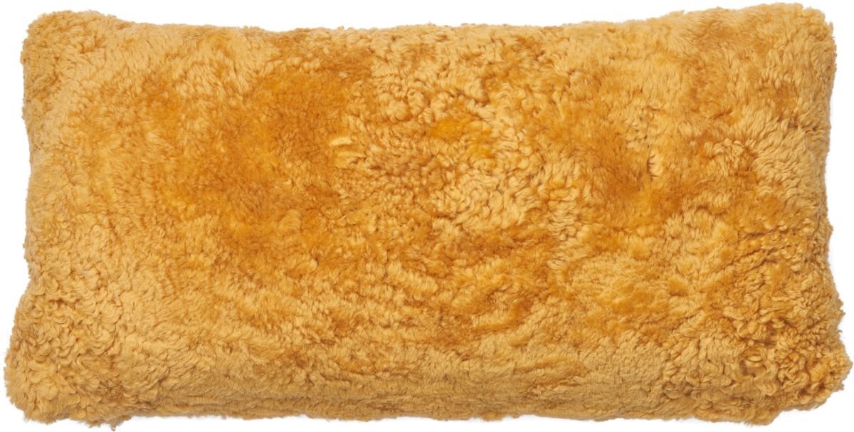 Sheepskin House Kortharig Schapenvacht Kussen - Dubbelzijdig - 30x60 cm Coral Yellow