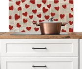 Spatscherm keuken 80x40 cm - Kookplaat achterwand Hartjes - Krant - Loveyou - Muurbeschermer - Spatwand fornuis - Hoogwaardig aluminium