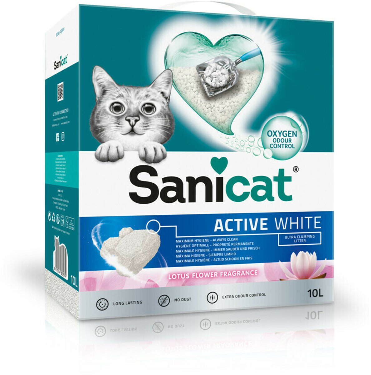 Sanicat Active White Lotus Flower kattenbakvulling 2 x 10 liter