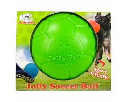 Jolly Pets Jolly Soccer Ball - Ø20 cm – Stevig Hondenspeelgoed – Apporteerspeelgoed - Appelgeur – Jollyflex stevig kunststof – Drijvend honden speelgoed – Groen