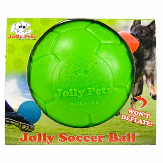 Jolly Pets Jolly Soccer Ball - Ø20 cm – Stevig Hondenspeelgoed – Apporteerspeelgoed - Appelgeur – Jollyflex stevig kunststof – Drijvend honden speelgoed – Groen