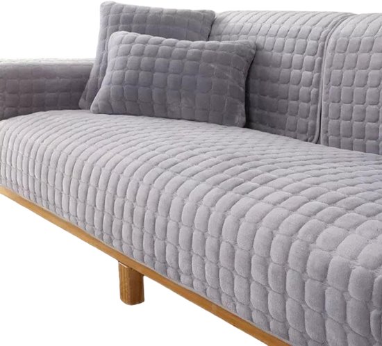 Foto: Home marker bankhoes en kussenhoes bankbeschermer bank hoes bankkleed kussenbeschermer fleece grijs 70x180 cm softerra