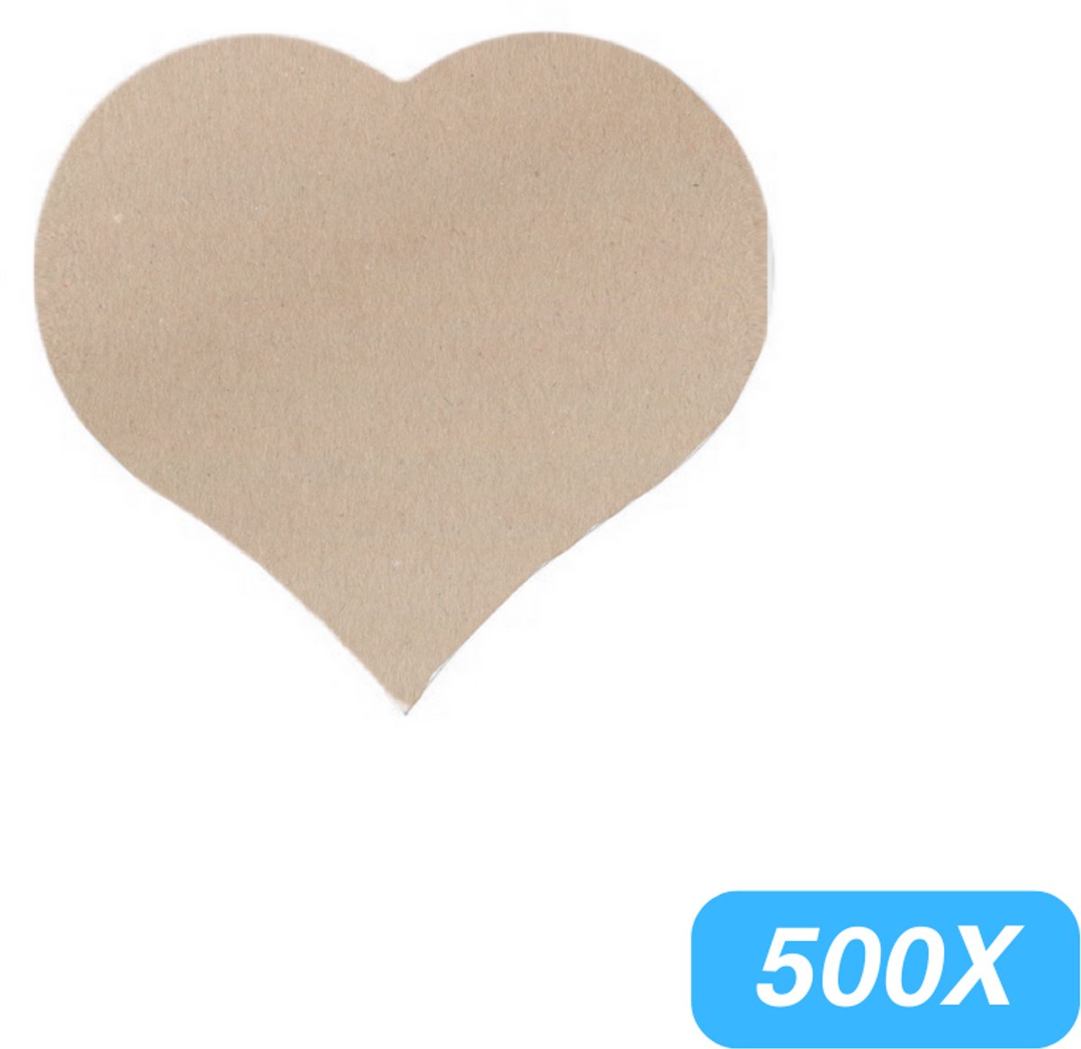 Stickers - "Kraft / Bruin Hart" - 500 Stuks - 30mm x 25mm - Etiket - Sluitzegel - Etiketten - Sluitstickers - Bruin - Hart