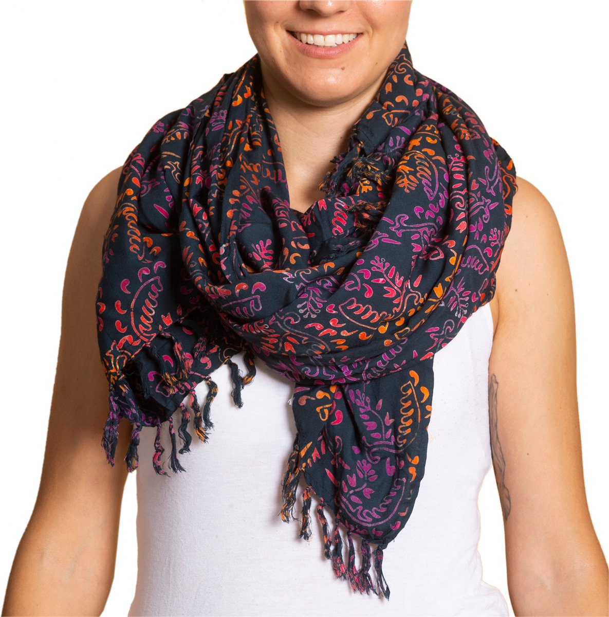 Unieke Batik Sjaal Dames - Handgemaakt, Multifunctioneel, Viscose