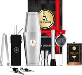 Bar Dedicated Cocktail shaker set Zilver 13 Delig met Jigger -Boston Shaker Incl. Receptenboek en Cadeauverpakking